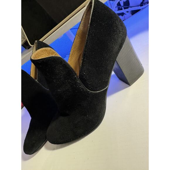 Lucky Brand 7.5 M Wyshing Suede Heeled Slip on Bootie Pumps Black Women's Shoes - Picture 13 of 16